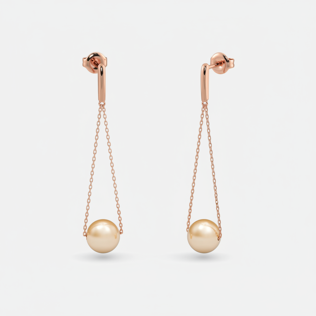 Rose Gold Pearl Drop Earrings